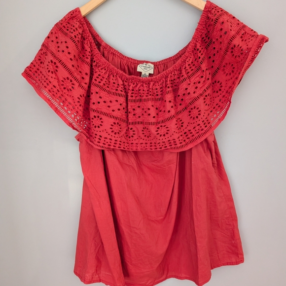 St. John's Bay Tops - St. John's Bay Red Off-Shoulder Blouse